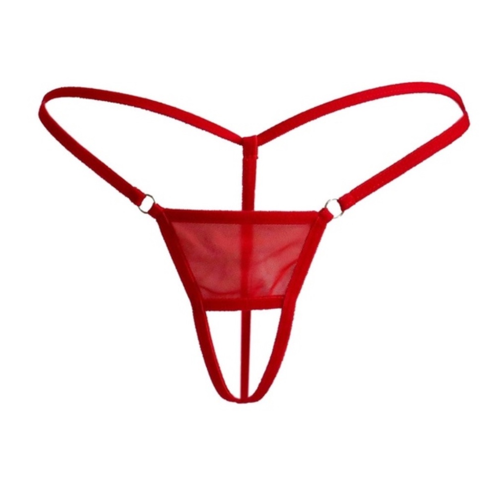 RED Open Crotch Micro Bikini Thong Erotic G-string Waist is 26" to 36"